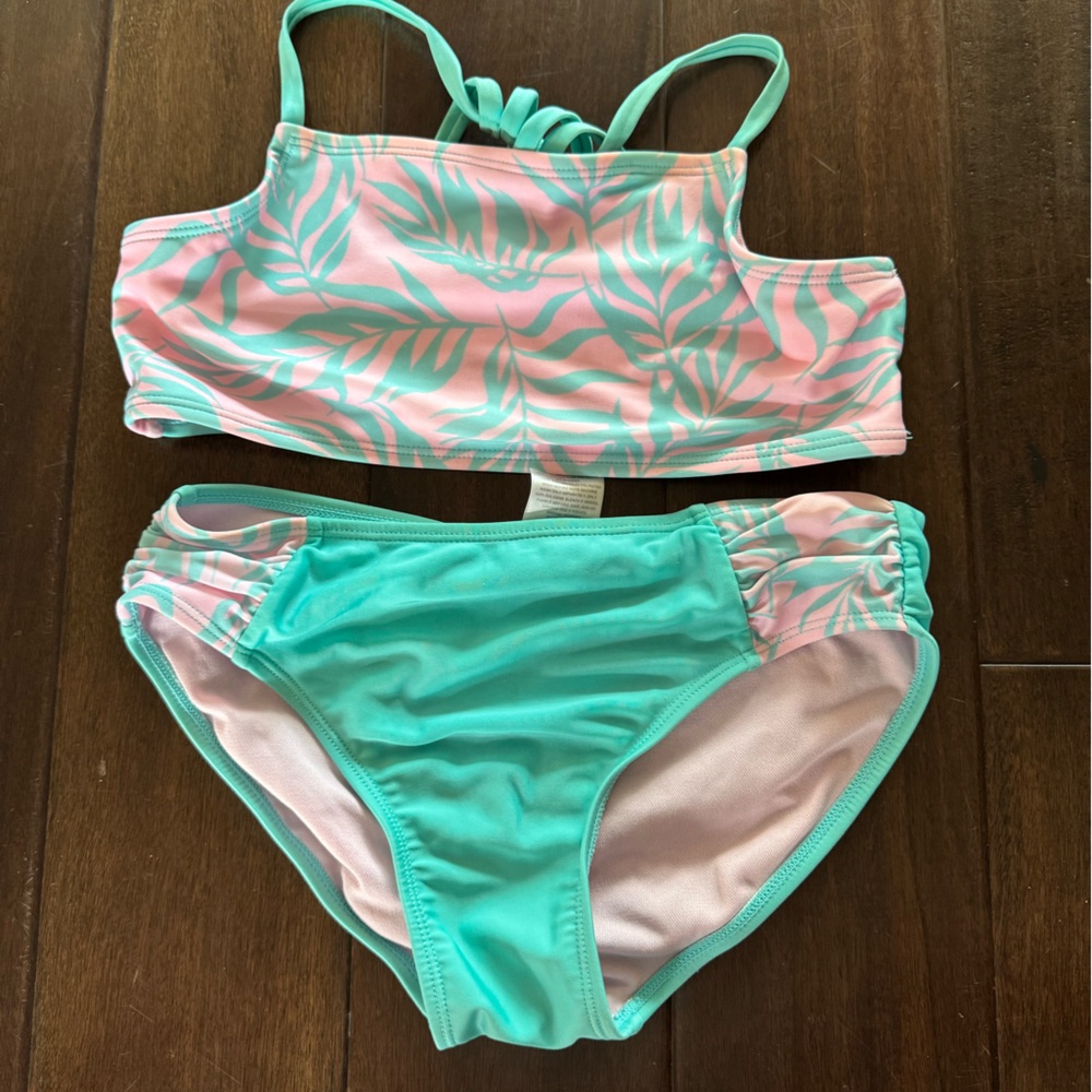 Art Class Kids Swim Bikini in Pink and Green